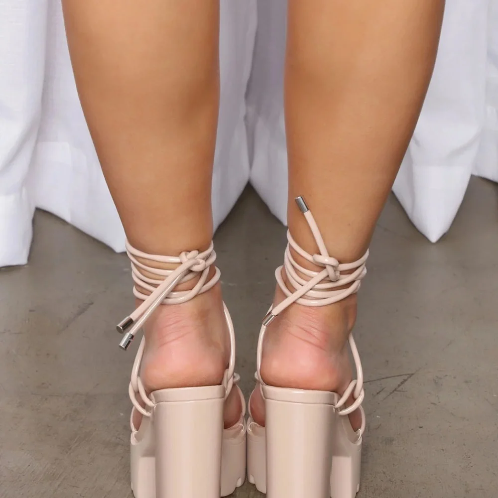 Fashion Nova Cream Square Toe Heels - Picture 4 of 6